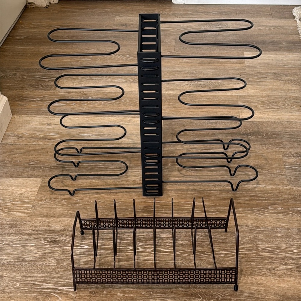 Bundle of Two. 8 tier Adjustable Pots and Pans Organizer. Plus lid holder.